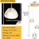 Modern Chandelier Crystal Pendant Light for Kitchen Island Dining Room Bedroom Hallway Gold