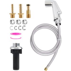Kitchen Sink Side Sprayer with Quick Side Connector Compatible with Moen Faucet Sprayer Replacement, Kitchen Sink Faucet Sprayer Attachment with Water Hose/Holder, Chrome Finish