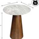 JONATHAN Y END5003B Kaito 18" Rustic Minimalist Round Marble/Wood Accent Table, Side Table, End Table for Living Room, Bedroom, White Marble/Honey Wood