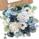 Blue Artificial Flowers Combo Box Set Silk Flowers Fake Rose for DIY Floral Arrangements Wedding Bouquets Centerpieces Baby Shower Party Home Decorations