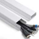 Wire Cover for Wall Mount TV, 72in Wall Cord Cover, Large TV Cable Hider Hide Cords Wall Mounted TV, Cord Hider Wall, Wall Cable Cover Cable Raceway White 2 x L36in x W1.54in x H0.75in