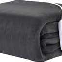 Electric Heated Blanket 62"x84" Twin Size Flannel Fleece - 4 Heat Settings & 10H Auto Shut Off for Safe Overnight Use, Fast Heating, Machine Washable for Bed, Couch, Office - Dark Grey