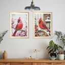 Cardinal Diamond Art Kits for Adults - 4 Pcs DIY Spring Summer Autumn Winter Full Drill Diamond Paintings for Beginners 5D Round Birds Gem Art Craft Home Wall Decor 9.84 x 13.7 Inches