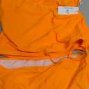 Women's Bathing Suit Solid Color Drawstring Side Halter Neck Tankini Set,  (Large, Orange)