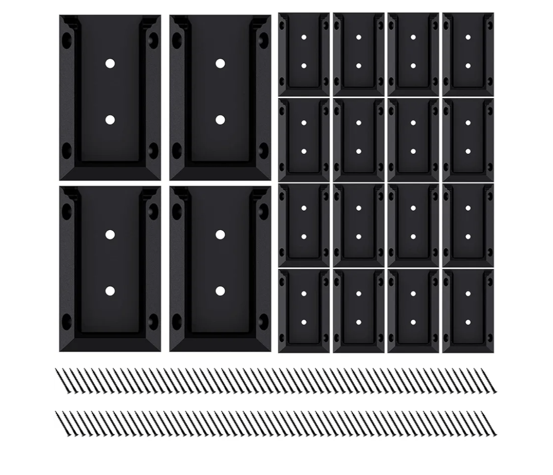 Goovilla Deck Railing Bracket Connectors, 2x4 Brackets for Railing Wood Lumber Post, 20 PCS Sturdy Nylon Deck Rail Bracket with 120 PCS Coating Screws for Wooden Stair Fence Railings Handrail, Black