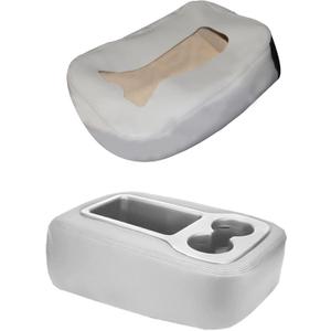 Leather Console Jump Seat Armrest Cover Light Gray Compatible with Chevy Silverado Avalanche Suburban GMC Yukon Sierra 2007 2008 2009 2010 2011 2012 2013 2014