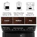 Aromaster Conical Coffee Bean Grinder, 48 Settings, Anti-Static, Sliver | Stainless Steel, 40S Adjustable Timer, Removable Burr, Brush for Easy Cleaning, for Espresso French Press Home Use, Quiet