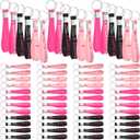 Crtiin 120 Pcs Breast Cancer Awareness Silicone Key Chain Bulk Pink Purple Ribbon Keychain Gifts for Women