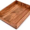 EDHAS Letter Trays & Stacking Supports Acacia Wood Desk Document, File Folder, Magazine Holder Tray (14" x 11" x 2")