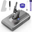V8 Battery Replacement for Dyson-6000mAh Lithium-ion Battery 21.6V Compatible with SV10 V8 Animal Absolute Motorhead V8 Fluffy Series Cordless Vacuum, 2 Filters Included (Not Fit for V10 SV12)
