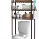 4-Tier Over Toilet Storage Shelf, Bathroom Organizer With Adjustable Freestanding Shelves, Space Saver Rack Above Toilet, Espresso