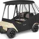 Golf Cart Enclosure 4 Passenger for Club Car DS 4-Seater 2+2 58" Short Roof Waterproof Windproof Driving Rain Cover with 4-Sided Clear Windows Mirror Zipper Roll-up Door Black