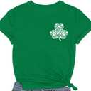 St Patricks Day Shirts for Women Lucky Irish Shamrock Shirt St Pattys Day Short Sleeve (X-Large, Green5)