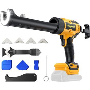 Cordless Caulking Gun for Dewalt 20V Battery  High-Performance Caulking Gun Tool with 6 Speeds, 450LM LED Light and Drip-Free Design for Sealing Tile, Floors, Sinks, and Windows(No Battery Included)