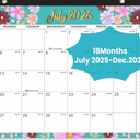 Desk Calendar 2025-2026, AgePlace Large 22" x17" Wall Calendar 2025 Covers July  2025 - December 2026, Monthly Desktop Calendar with Different Watercolor Artwork for Each Month for Home & Office Scho