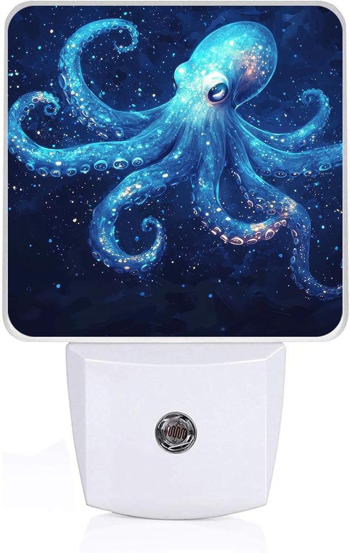 Blue Octopus Night Light,Sea Animals Night Lights Plug into Wall,Led Lamp for Stairway/Hallway/Bedroom 0.5W Nightlight Sleep Friendly
