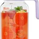 Glass Mason Jar Pitcher, 64 oz Wide Mouth Jug with Pour Spout Handle Lid for Cold Brew Coffee, Ice Beverage, Iced Juice, Lemonade, Sun Tea, Fruit Drinks ContainerPurple