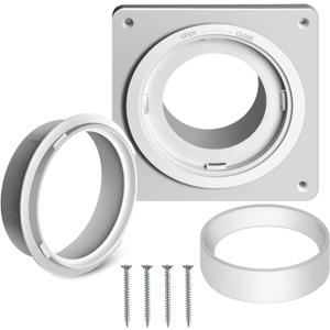 Dryer Vent Connector Kit, Dryer Vent Wall Plate with Quick Connect & Disconnect, Twist Lock Dryer Duct Connector Kit Fits 4 Inch Tubes, Covers Area 7 Inch x 7 Inch, for Dryer Washer Bathroom (No hoses)