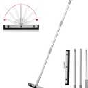 DrDirt Floor Squeegee - 14-inch Foam Swivel Squeegee with 3-Section Aluminum Extension Pole, Replaceable Foam Rubber Blade - Perfect for Bathroom, Kitchen, Pet Hair, Dust, Carpet, and Tile Floors
