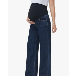 Women's Maternity Jeans Wide Leg Over The Belly Support Stretch Pregnancy Denim Loose Wide Pants with Pockets 7