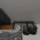 OPNICE Desk Organizer, 4Tier Desktop File Organizer with Drawer and 2 Pen Holders, Office Desk Accessories, File Sorters, Workspace Organizers for Office Supplies(Brown Wood)