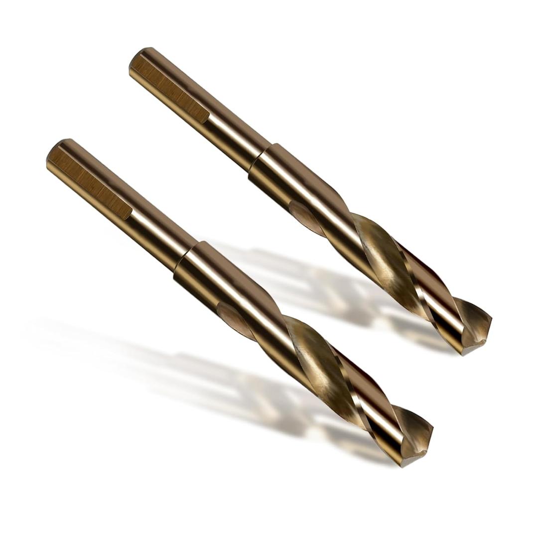 5/8" Cobalt Drill Bit, 1/2" Reduced Shank with 3-Flats,Suitable for Drilling in Hard Metal, Stainless Steel, Cast Iron,2 Pieces