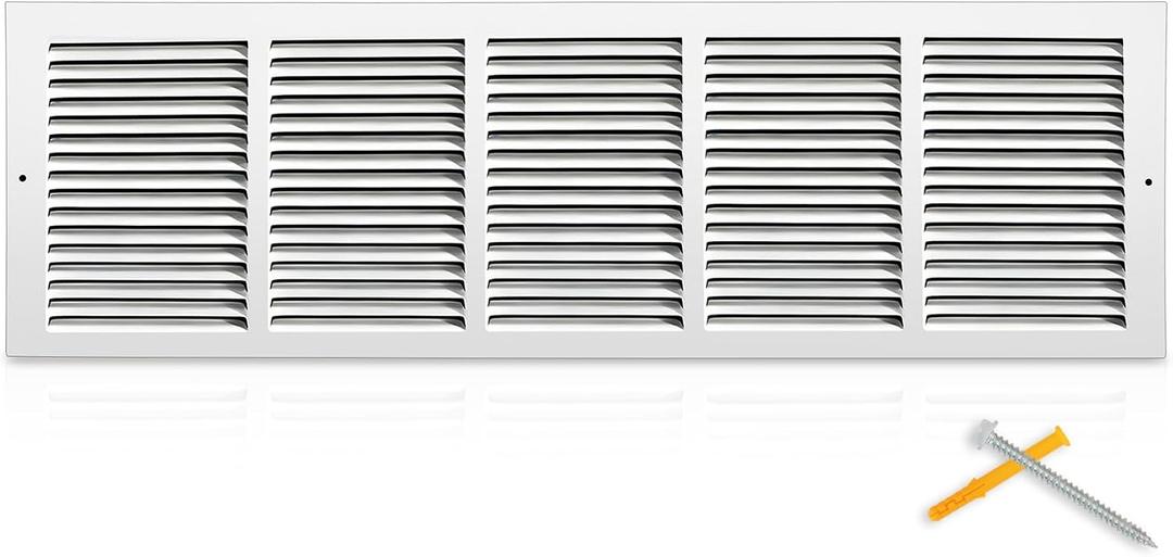 Fancat 30"W x 8"H Return Air Grille [Duct Opening Size], Steel HVAC Return Air Vent Cover for Wall & Ceiling, White Powder-Coated Rust-Resistant AC Cold Air Return, Outer Dimensions 31.75"W x 9.75"H