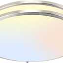 16Inch Flush Mount LED Ceiling Light Fixtures, 5CCT Adjustable 2700K 3000K 4000K 5000K 6500K, Dimmable Close to Ceiling Light for Kitchen, Bathroom, Kitchen, Bedroom, Brushed Nickel, 1 Pack