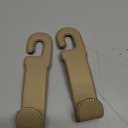 Leather Car Hooks for Headrest - Fully Leather-Wrapped U-Shaped Purse Holder for Car, Flexible Seat Back Organizer & Durable Car Accessories for Purses, Bags, Coats & More (Beige, 2 Pack)