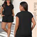 Huukeay Women's 2 Piece Plus Size Loungewear Short Set, Summer Casual Outfit Cap Sleeve T-shirt and Short Trendy Matching Set (XXL)