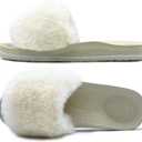 COFACE Womens Slippers with Arch Support Comfy Open Toe Fuzzy Woman House Shoes Plantar Fasciitis Orthotic Ladies Slippers Indoor (8, White)