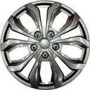 Universal Hubcaps for Steel Wheels, Snap-On Wheel Covers with Adjustable Steel Retaining Ring, Durable ABS, Patent Design (Gunmetal Gray, 16-inch)