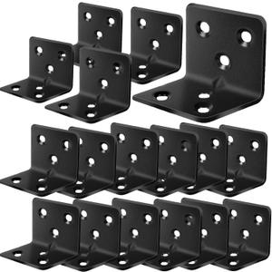 40Pcs Stainless Steel Black Angle Brackets, 1.2”x 1.2” x 1.5” Corner Braces for Wood Furniture, 90 Degree L Bracket, Metal Joint Right Angle Shelf Bracket Support for Wooden Table Chair Cabinets
