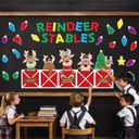 2 x Christmas Bulletin Board Decorations Christmas Reindeer Stables Classroom Door Decorations Winter Bulletin Board Decorations Reindeer Stables Cutouts Holiday Party Supplies