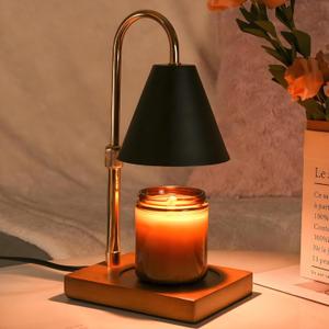 Candle Warmer Lamp with Timer for Women Candle Warmer, House Warming Gifts New Home Decor, Wax Melt with 2 Bulbs - Black Gold