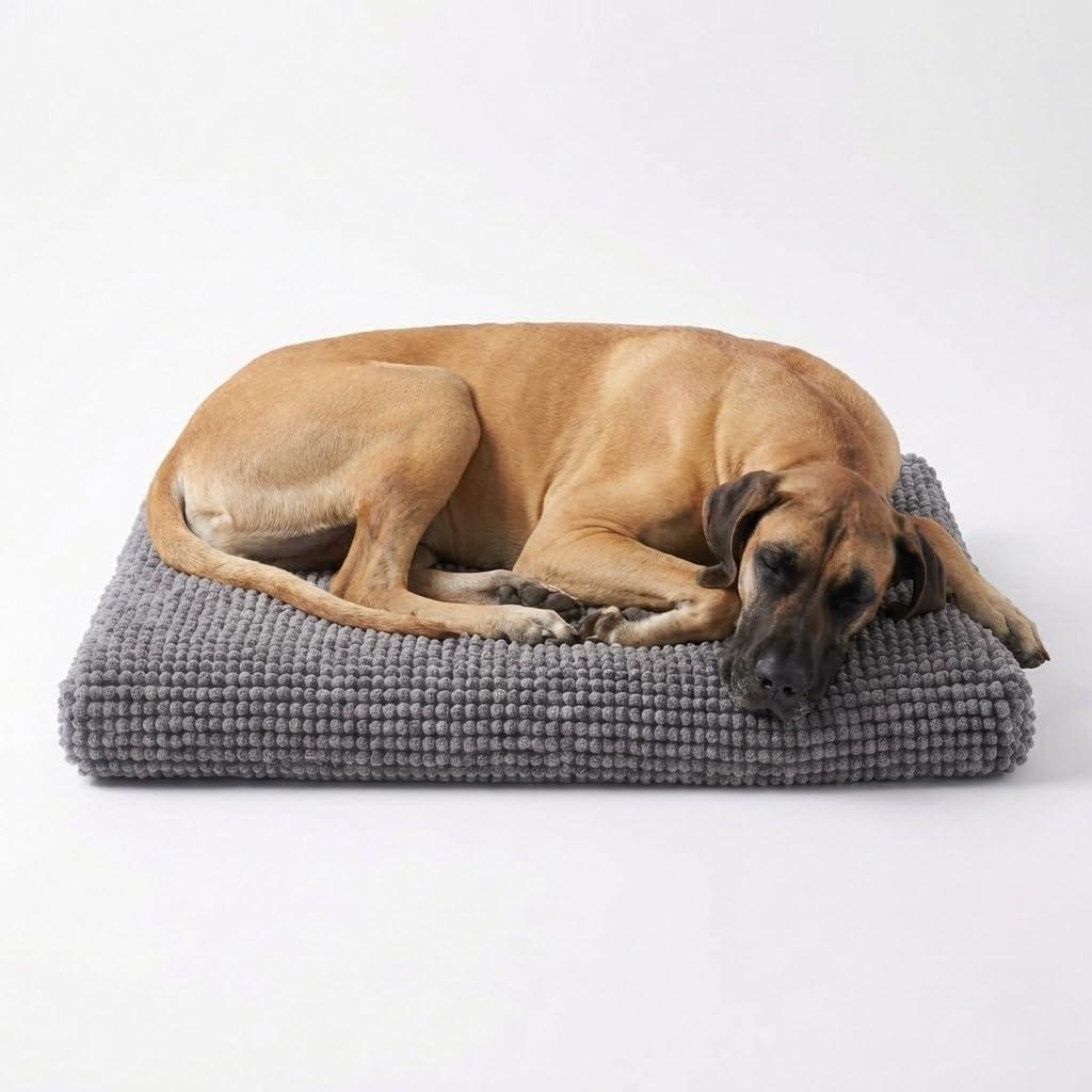 Muddy Mat Dog Crate Bed mat, Comfortable Dog Pillow, Crate Bed for Large Dogs and Cats, Ultra Soft & Relaxing Washable & Dryer Safe Chenille Material - Grey Large (28"x42")