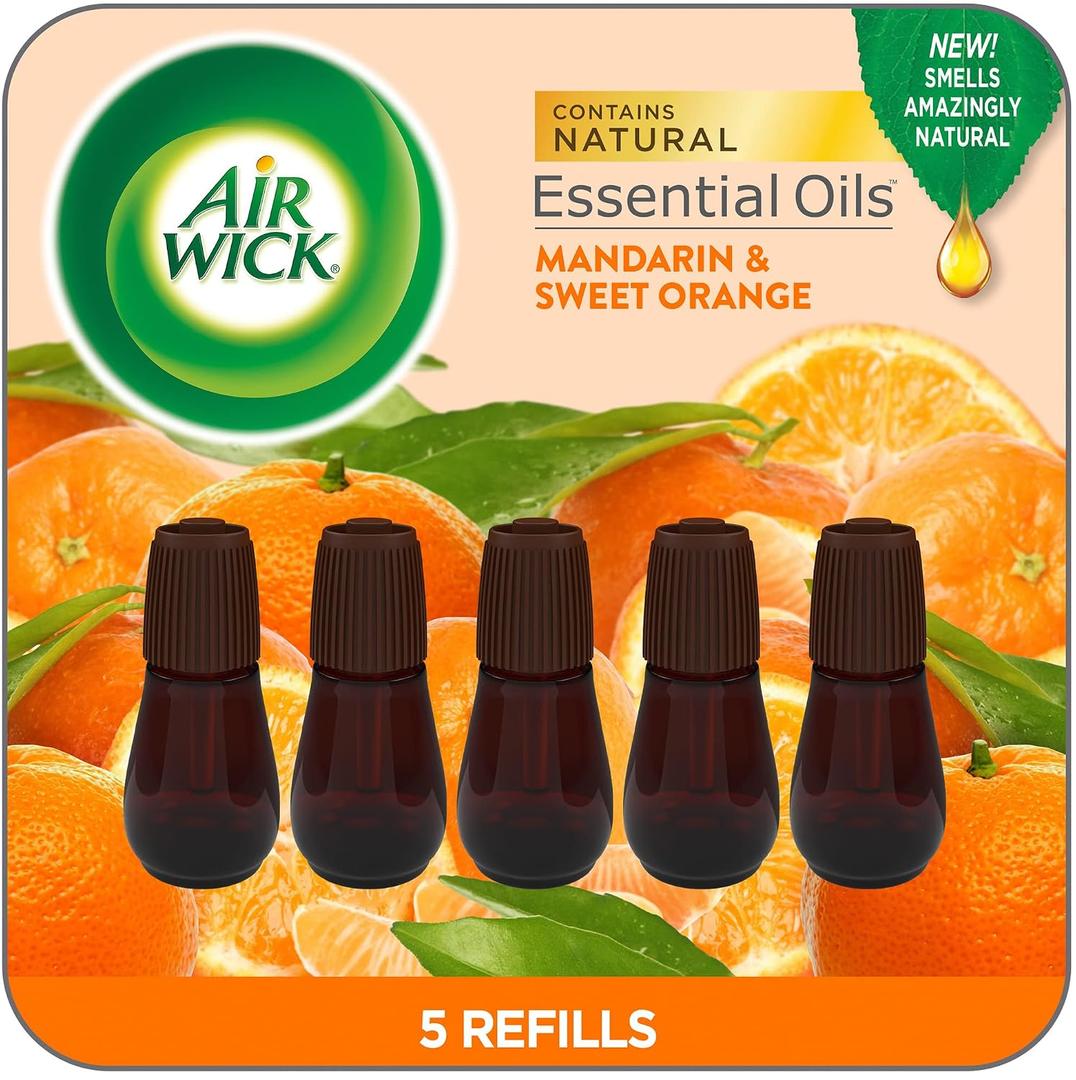 Air Wick Essential Mist Refill, 5 ct, Mandarin & Sweet Tangerine, Essential Oils Diffuser, Air Freshener