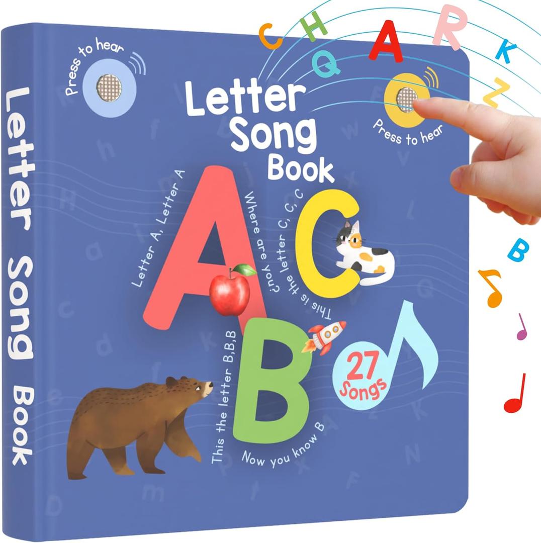 Learning Bugs Interactive Letter Song Book for 1 Year olds  26 Alphabet Songs, Nursery Rhyme Tunes, ABC Recital for 2 Year olds, Sturdy Pages  Perfect Toy and Gift for Toddlers Ages 1-3