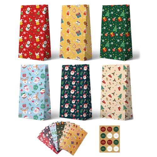 Infanote 48 Pcs Christmas Goodie Bags Party Favors Sacks Bulk Gift for Kids Adults With Stickers Luxury Decoration Assorted Xmas Goody Holiday Warpping Accessories