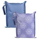 Tiny Twinkle Mess Proof Wet Bags | 2-Pack Reusable Waterproof Wet Bags for Swimsuits | Baby Clothes | Travel & Diaper Bag (Lotus)