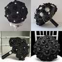 Stemless Rose Artificial Flower Heads, 200Pcs Black 1.97in Foam Roses for DIY Craft Wedding & Baby Shower Decoration