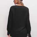 ANRABESS Sweatshirts for Women 2025 Fall Long Sleeve Shirts Oversized Crewneck Lightweight Side Split Casual Pullover Tops (Black, S)