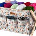 Hanfetch Yarn Caddy Large Size Yarn Storage Organizer for Yarn Skeins-Organizer for Crochet Hooks Knitting Needles Other Accessories (Daisy)