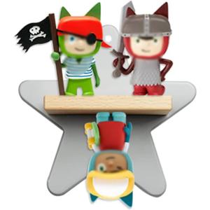 Sun3drucker Floating Shelf Wall Mount (Star Design) for Toniebox Tonie Figures Character - Star Magnetic Wooden Shelf Compatible with Tonie Audio Character for Children Baby's Room