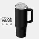 40 oz Tumbler with Handle & Straw Lid  Insulated Stainless Steel Water Bottle, Leakproof Travel Mug  Fits Cup Holder  Hot/Cold Drink Thermos  Ideal Gift for Men & Women (Black)