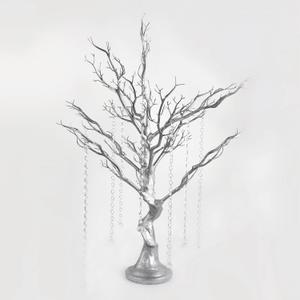 34" Manzanita Centerpiece Tree with 8 Acrylic Bead Chains for Wedding Banquet Birthday Party Event Tabletop Decorations(Silver, 34")