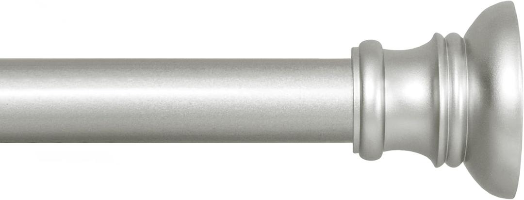 Kenney Nicholas Twist & Fit No Tools Tension Curtain Rod, 28 to 48 Inch Brushed Nickel Silver Extendable Rod, Easy Install