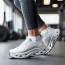 ALLSWIFIT Women's Slip On Walking Shoes Cushioning Hands Free Non Slip Breathable Comfort Workout Running Jogging Gym Athletic Tennis MoveSlide Fashion Sneakers,Size 9,White,AWUMRS2506