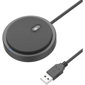 Upgraded USB Conference Microphone for Computer, 360 Omnidirectional Condenser Mic with Mute Key, Great for Video Conference, Gaming, Chatting, Skype, Plug & Play, Windows macOS, Ideal for Gift