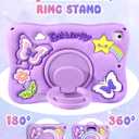 Kidcube for iPad 5th/6th Generation Case, for iPad Air 1st/2nd Gen, for iPad Pro 9.7 Inch Case - Girls Cute Kawaii Girly 3D Purple Butterfly Design Cover with Rotating Stand & Strap Silicone Women